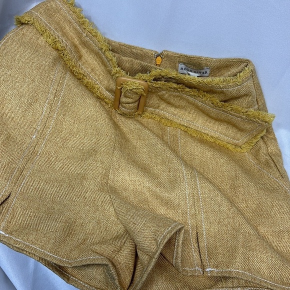 Anthropology Moon River Gold High Waist adjustable belt back zip up Shorts S - Picture 13 of 13
